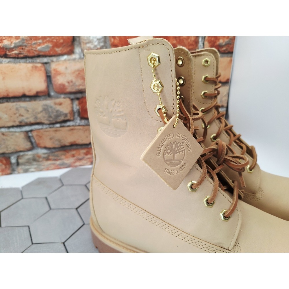 Timberland Heritage 8" Waterproof Boots Medium Beige Full Grain Leather Men's 11 - Picture 7 of 10